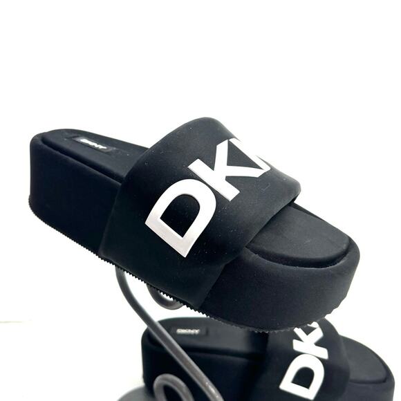 DKNY Black Vasi Platform Slide Sandals Shoes Size 9.5 - Picture 1 of 7